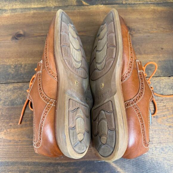 Sperry Men\'s 10 Gold Cup Wingtip Oxfords Dress Shoes Brown Leather Orange Lace